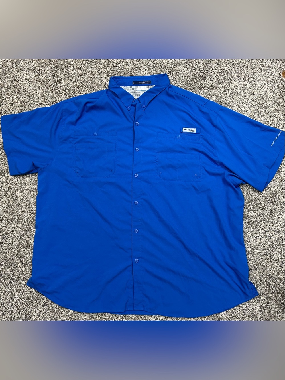Men’s Columbia Short Sleeve Button-Down Shirt - Royal Blue PGF 4X